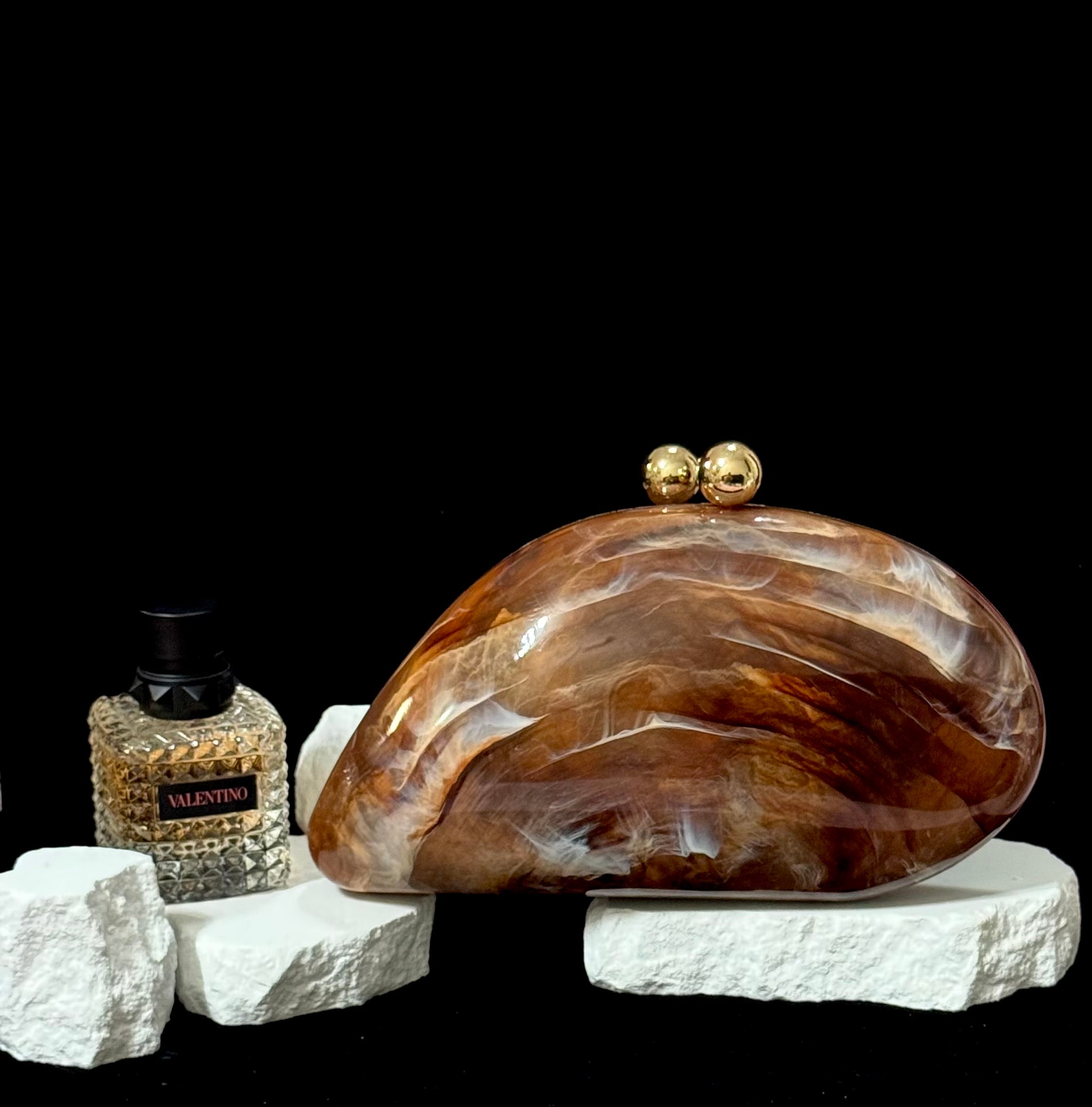 Amber Swirl Resin Clutch